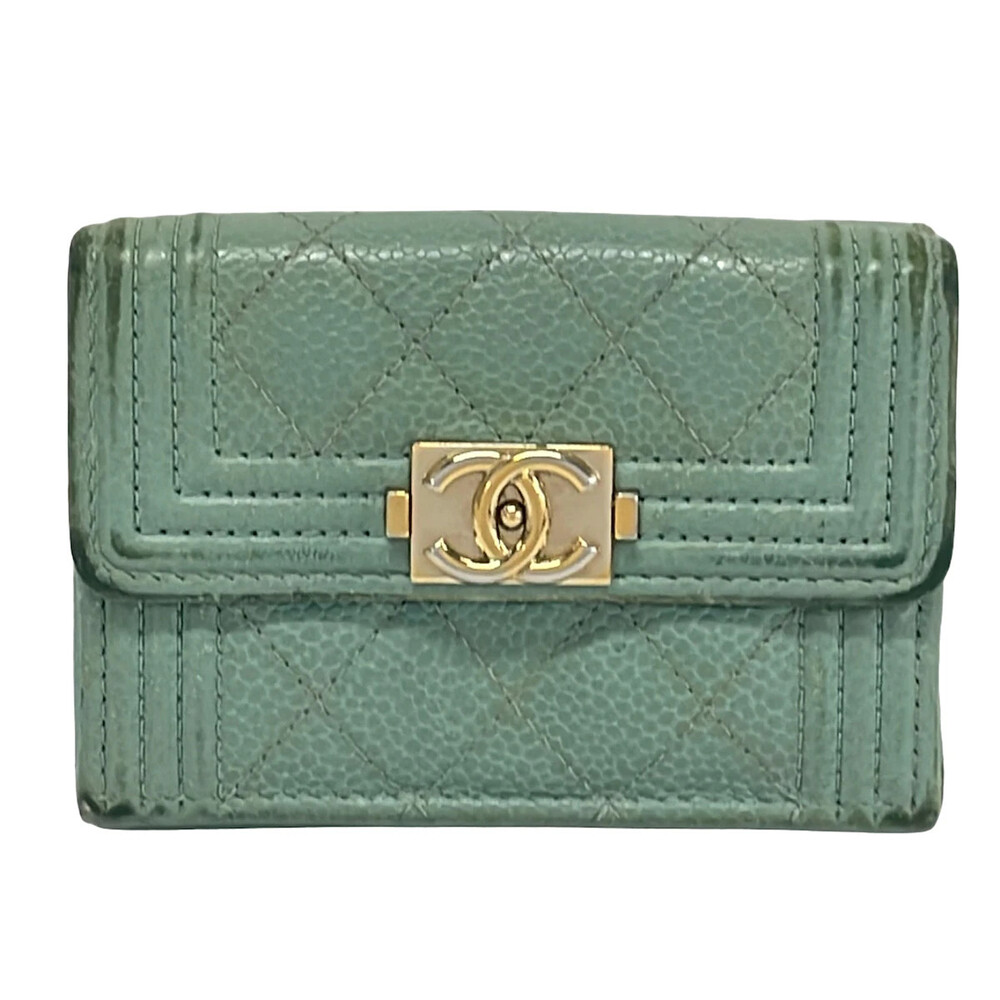 Chanel Boy Blue Green Calfskin Trifold #324861C81B